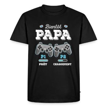 Bientôt Papa Annonce Grossesse Futur Père Gamer - T-shirt Premium bio Homme - noir - Devant - Nico (187cm)