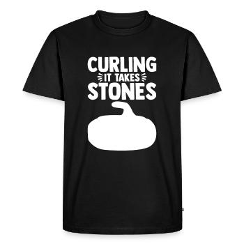 Curling it Takes Stones Curler Curling Stone - T-shirt Premium bio Homme - noir - Devant - Nico (187cm)