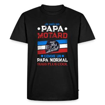 Papa Motard - T-shirt Premium bio Homme - noir - Devant - Nico (187cm)
