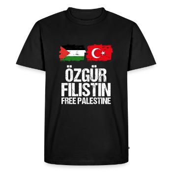 Türkiye Filistin Palestine Support Turkey Gaza - Men's Premium Organic T-Shirt - black - Front - Nico (187cm)