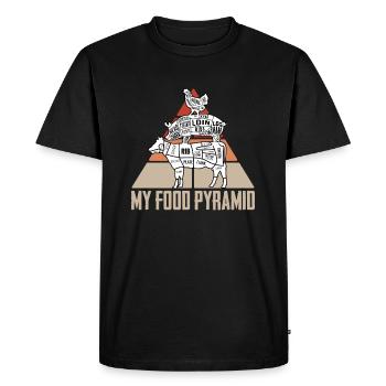 La viande étiquette alimentaire pyramide - T-shirt Premium bio Homme - noir - Devant - Nico (187cm)