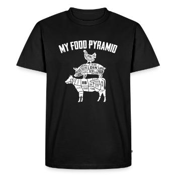 My Food Pyramide chair étiquetée - T-shirt Premium bio Homme - noir - Devant - Nico (187cm)