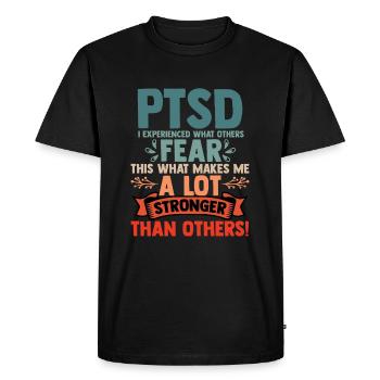 PTSD J’ai vu ce qui fait peur aux autres - T-shirt Premium bio Homme - noir - Devant - Nico (187cm)