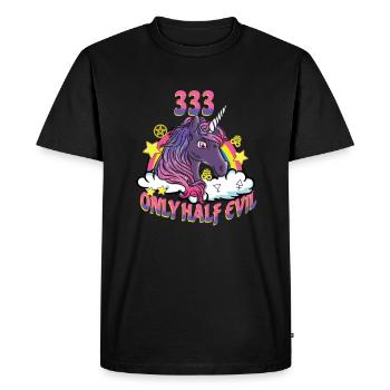 333 Seulement la moitié du mal I Satanic Vaporwave Unicorn - T-shirt Premium bio Homme - noir - Devant - Nico (187cm)