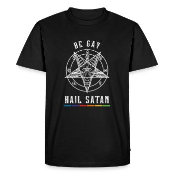 Be Gay Hail Stan I Satanic LGBT - Men's Premium Organic T-Shirt - black - Front - Nico (187cm)