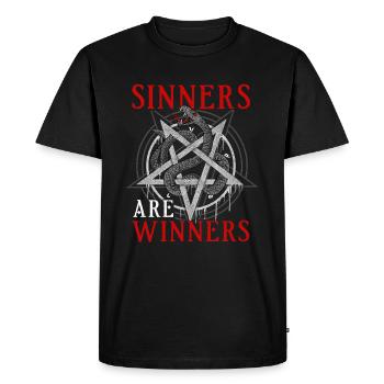 Les pécheurs sont gagnants I Serpent pentagramme satanique - T-shirt Premium bio Homme - noir - Devant - Nico (187cm)