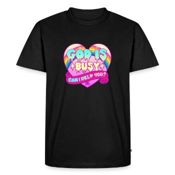 Dieu est occupé Puis-je vous aider I Death Metal Heart - T-shirt Premium bio Homme - noir - Devant - Nico (187cm)