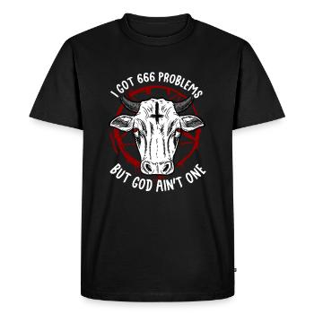 J’ai eu 666 problèmes mais Dieu n’est pas un satanique - T-shirt Premium bio Homme - noir - Devant - Nico (187cm)