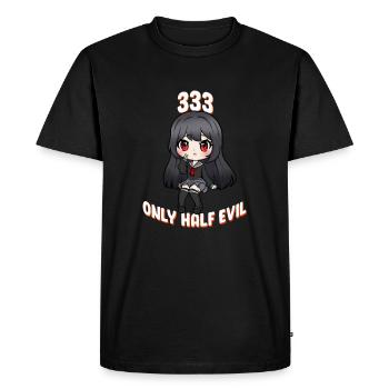333 Only Half Evil I Anime Girl - Men's Premium Organic T-Shirt - black - Front - Nico (187cm)