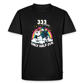 333 Only Half Evil Creepy Cute Death Metal - Men's Premium Organic T-Shirt - black - Front - Nico (187cm)