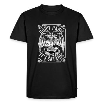 Ne paniquez pas C’est satanique I Baphomet Occulte - T-shirt Premium bio Homme - noir - Devant - Nico (187cm)