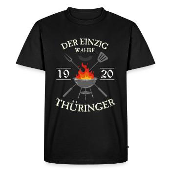 Stolzer Thüringer T-Shirt - Männer Premium Bio T-Shirt - Schwarz - Vorne - Nico (187cm)