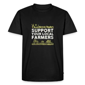 Support Your Local Farmers I Funny Farming - Men's Premium Organic T-Shirt - black - Front - Nico (187cm)