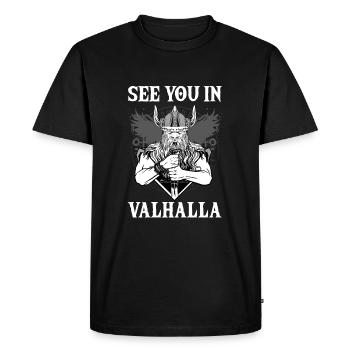 Rendez-vous au Valhalla I Viking Warrior Odin - T-shirt Premium bio Homme - noir - Devant - Nico (187cm)
