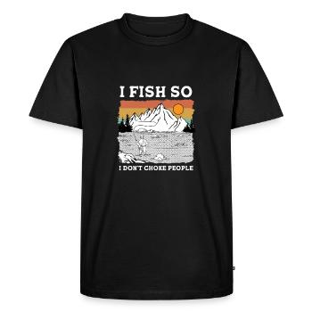 Je pêche pour ne pas étouffer les gens Je pêche drôle - T-shirt Premium bio Homme - noir - Devant - Nico (187cm)