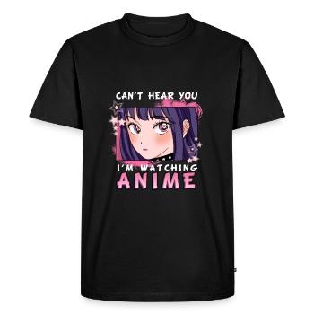 Je ne t’entends pas, je regarde l’anime I otaku girl - T-shirt Premium bio Homme - noir - Devant - Nico (187cm)