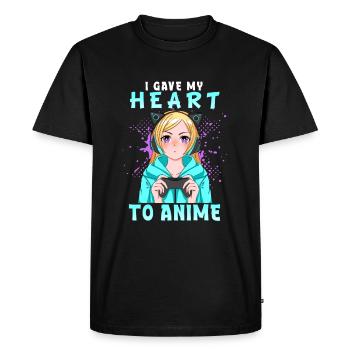 J’ai donné mon cœur à l’anime I Otaku Kawaii Girl - T-shirt Premium bio Homme - noir - Devant - Nico (187cm)