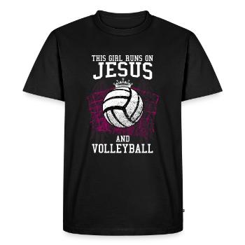 CETTE FILLE COURT SUR JÉSUS ET LE VOLLEYBALL - T-shirt Premium bio Homme - noir - Devant - Nico (187cm)