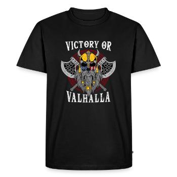 Victory Or Valhalla I Nordic Viking Odin - Men's Premium Organic T-Shirt - black - Front - Nico (187cm)