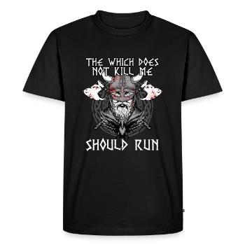 CE QUI NE ME TUE PAS DEVRAIT COURIR - T-shirt Premium bio Homme - noir - Devant - Nico (187cm)