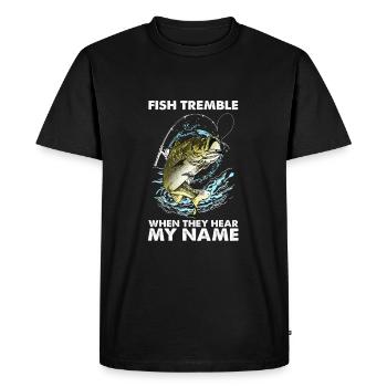 Les poissons tremblent quand ils entendent mon nom I Angeln - T-shirt Premium bio Homme - noir - Devant - Nico (187cm)