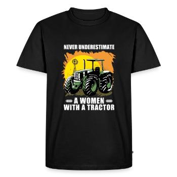 Ne sous-estimez jamais une femme avec un tracteur - T-shirt Premium bio Homme - noir - Devant - Nico (187cm)