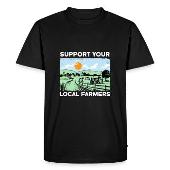 SUPPORT YOUR LOCAL FARMERS I Farming - Men's Premium Organic T-Shirt - black - Front - Nico (187cm)