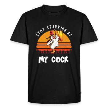 Arrête de jouer à ma bite I drôle de poulet poulets - T-shirt Premium bio Homme - noir - Devant - Nico (187cm)