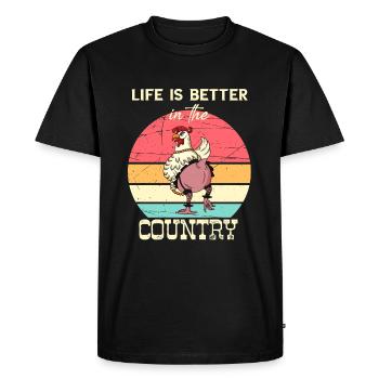 La vie est meilleure à la campagne I Poulets drôle - T-shirt Premium bio Homme - noir - Devant - Nico (187cm)
