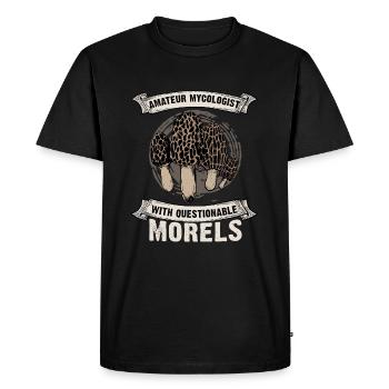 Amateur Mycologist With Questionable Morels - Men's Premium Organic T-Shirt - black - Front - Nico (187cm)
