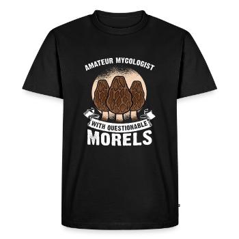 Mycologue amateur aux morilles douteuses - T-shirt Premium bio Homme - noir - Devant - Nico (187cm)