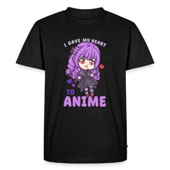 J’ai donné mon cœur à l’anime I manga kawaii otaku - T-shirt Premium bio Homme - noir - Devant - Nico (187cm)