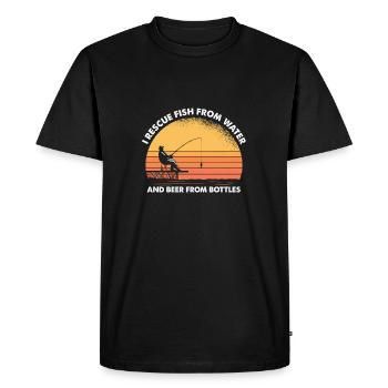 Je sauve le poisson de l’eau et la bière des bouteilles - T-shirt Premium bio Homme - noir - Devant - Nico (187cm)
