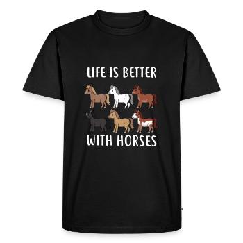 HORSESPACKLIFEISBETTERWITHHORSES - Men's Premium Organic T-Shirt - black - Front - Nico (187cm)