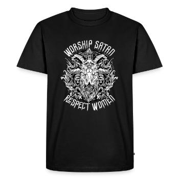 Adorer Satan Respecter les femmes Baphomet satanique - T-shirt Premium bio Homme - noir - Devant - Nico (187cm)