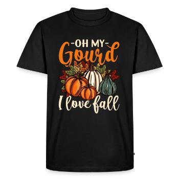Oh My Gourd Happy Fall Y'all Funny Pumpkin Gift - Men's Premium Organic T-Shirt - black - Front - Nico (187cm)