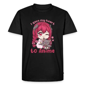 J’ai donné mon cœur à l’anime I manga kawaii otaku - T-shirt Premium bio Homme - noir - Devant - Nico (187cm)