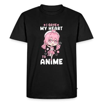 J’ai donné mon cœur à l’anime I manga kawaii otaku - T-shirt Premium bio Homme - noir - Devant - Nico (187cm)