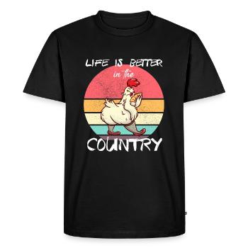La vie est meilleure à la campagne - T-shirt Premium bio Homme - noir - Devant - Nico (187cm)
