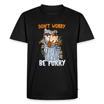 Don't worry be Furry I Furries Fandom I Anime - Männer Premium Bio T-Shirt - Schwarz - Vorne - Nico (187cm)