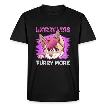 Worry less Furry more I Fursona Cosplay Fandom - Men's Premium Organic T-Shirt - black - Front - Nico (187cm)
