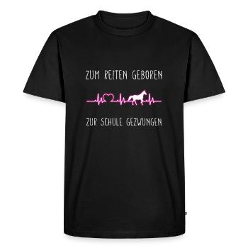 HEARTBEATZUMREITENGEBORENZURSCHULE - Men's Premium Organic T-Shirt - black - Front - Nico (187cm)