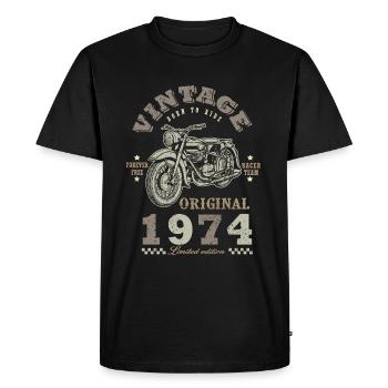 Motard Né 1974 anniversaire 1974 moto - T-shirt Premium bio Homme - noir - Devant - Nico (187cm)