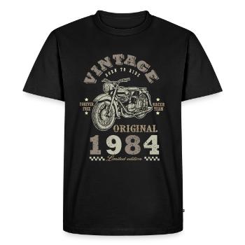 biker Born 1984 birthday 1984 motorcycle - Men's Premium Organic T-Shirt - black - Front - Nico (187cm)
