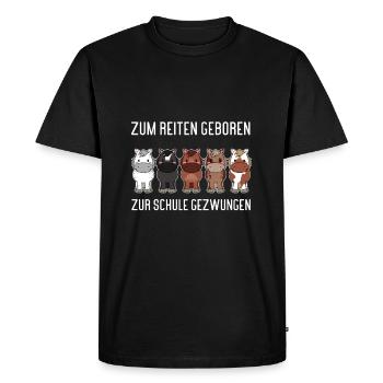 HORSESPACK2ZUMREITENGEBORENZURSCHULEGEZWUNGEN - Men's Premium Organic T-Shirt - black - Front - Nico (187cm)