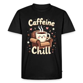 Fun "Caffeine & Chill" for coffee lovers - Men's Premium Organic T-Shirt - black - Front - Nico (187cm)