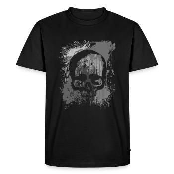 Crâne sur des taches de couleur | Taches de crâne - T-shirt Premium bio Homme - noir - Devant - Nico (187cm)