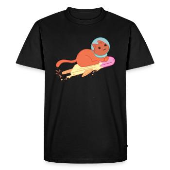 Crème glacée de chat d’espace, fusée de chat d’astronaute - T-shirt Premium bio Homme - noir - Devant - Nico (187cm)