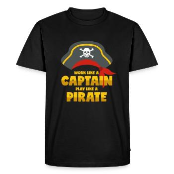 Work Like A Captain Play Like A Pirate - T-shirt Premium bio Homme - noir - Devant - Nico (187cm)