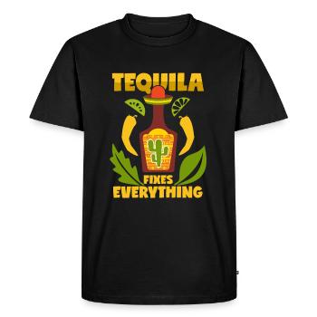 Tequila Saying Mexico Schnapps - Men's Premium Organic T-Shirt - black - Front - Nico (187cm)